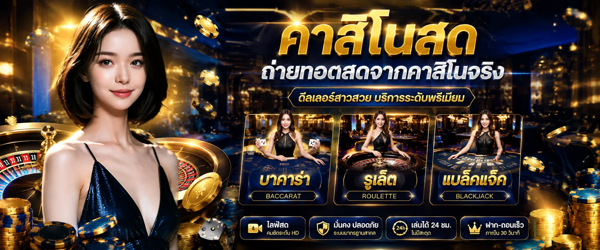 คาสิโนออนไลน์สด UFLIX168S บาคาร่า รูเล็ต โป๊กเกอร์กับดีลเลอร์จริง